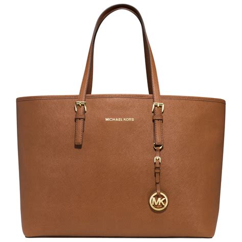 michael kors tote bag brown leather|Michael Kors saffiano tote large.